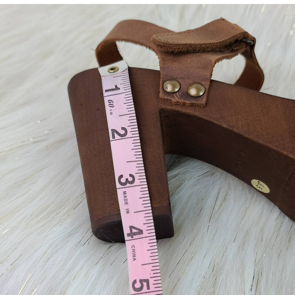 Mila Paoli Strappy Heel Sandals Brown Leather Open Toe Heels Platform 8.5 - Picture 9 of 10